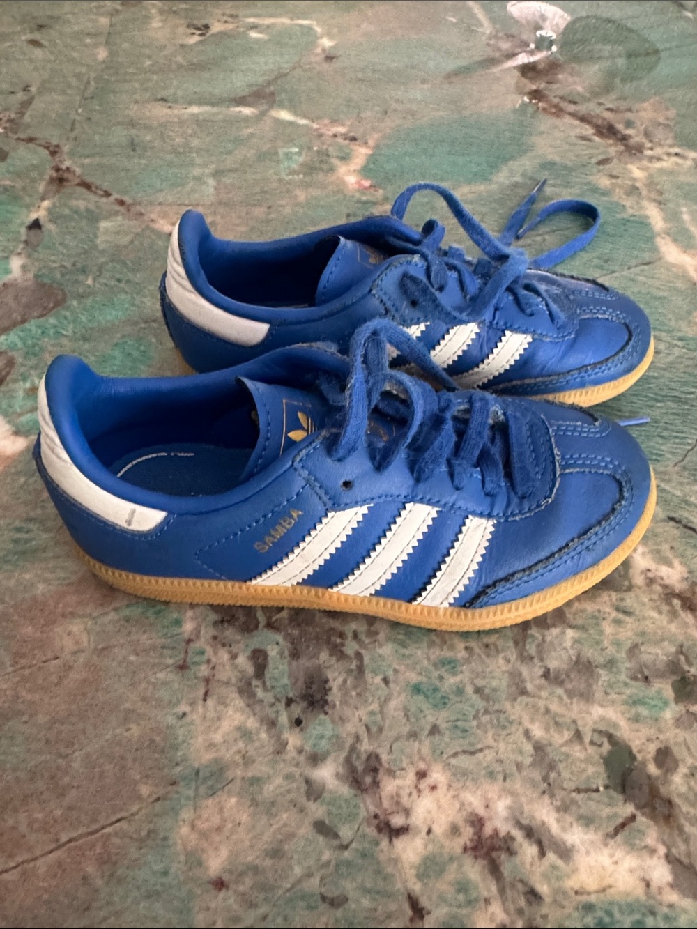 adidas Kids Samba Sneakers in Blue, White and Gum